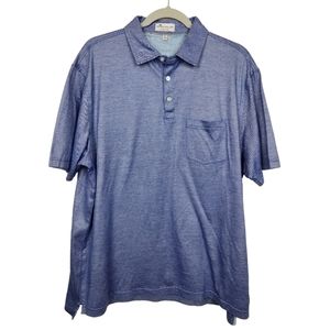 Peter Millar Crown Cool Blue Pocket Polo Linen Blend Men's Size XL